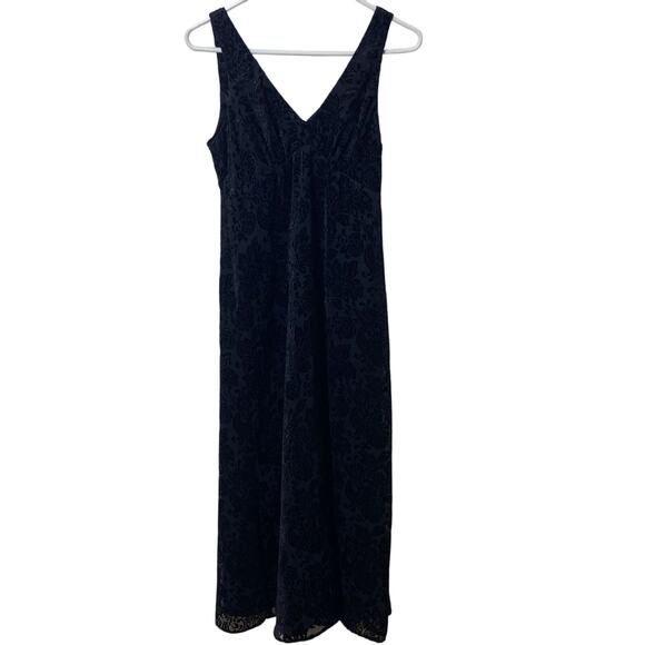Vintage Y2K BCBG Black Floral Velvet Burnout Tank Maxi Dress Size 6 Whimsygoth - Picture 2 of 8
